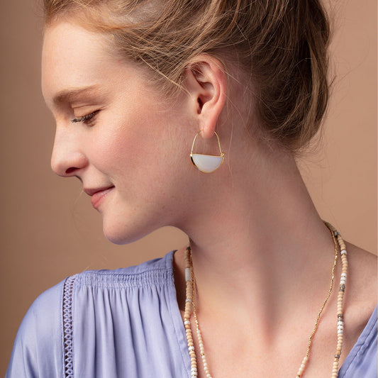 Stone Hoop Earrings