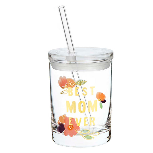 Best Mom - Glass with Straw