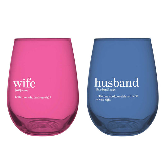 Husband/Wife [noun] - Stemless Wine Set