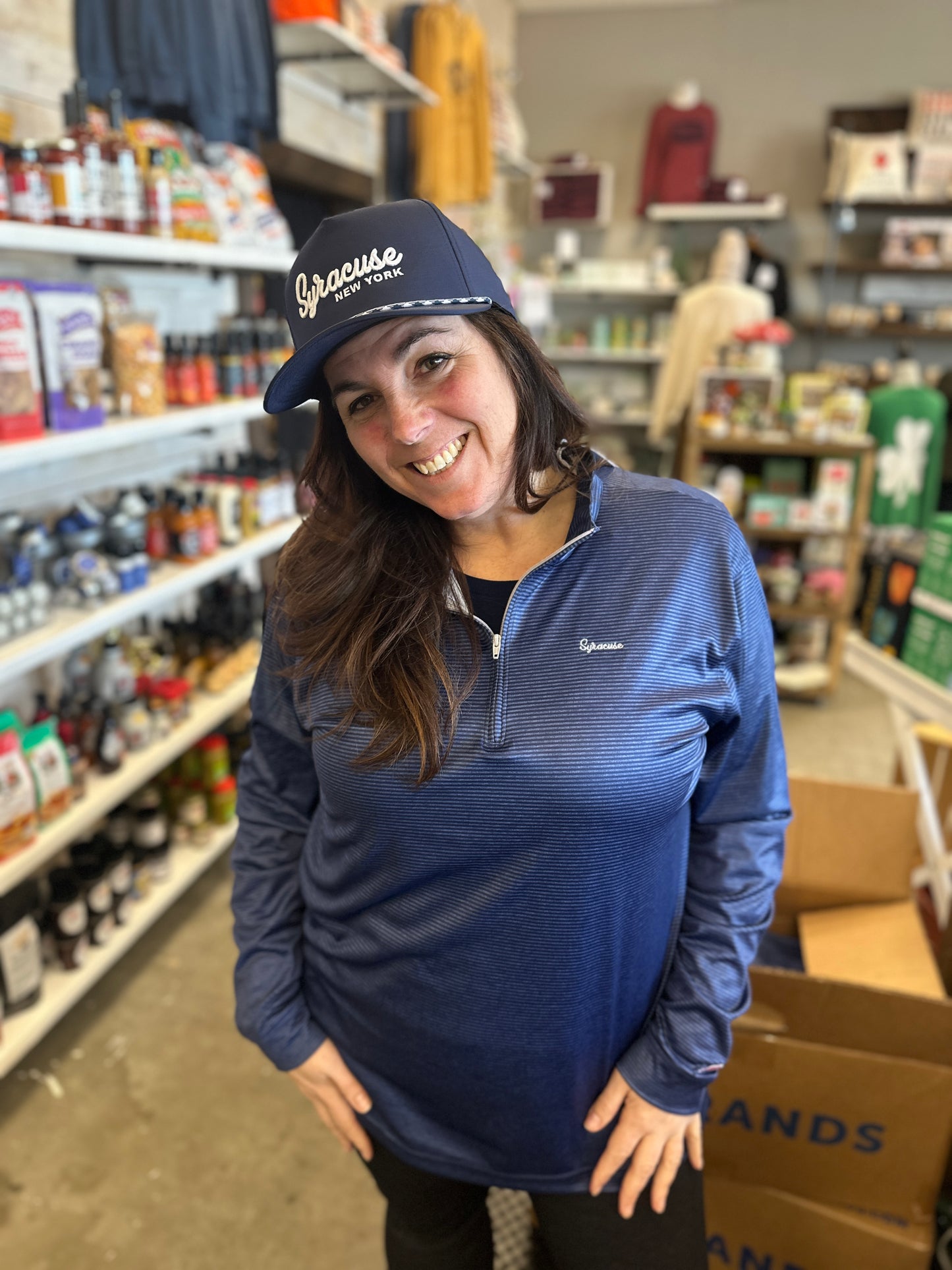 Syracuse 1/4 Zip Navy Stripe Jacket