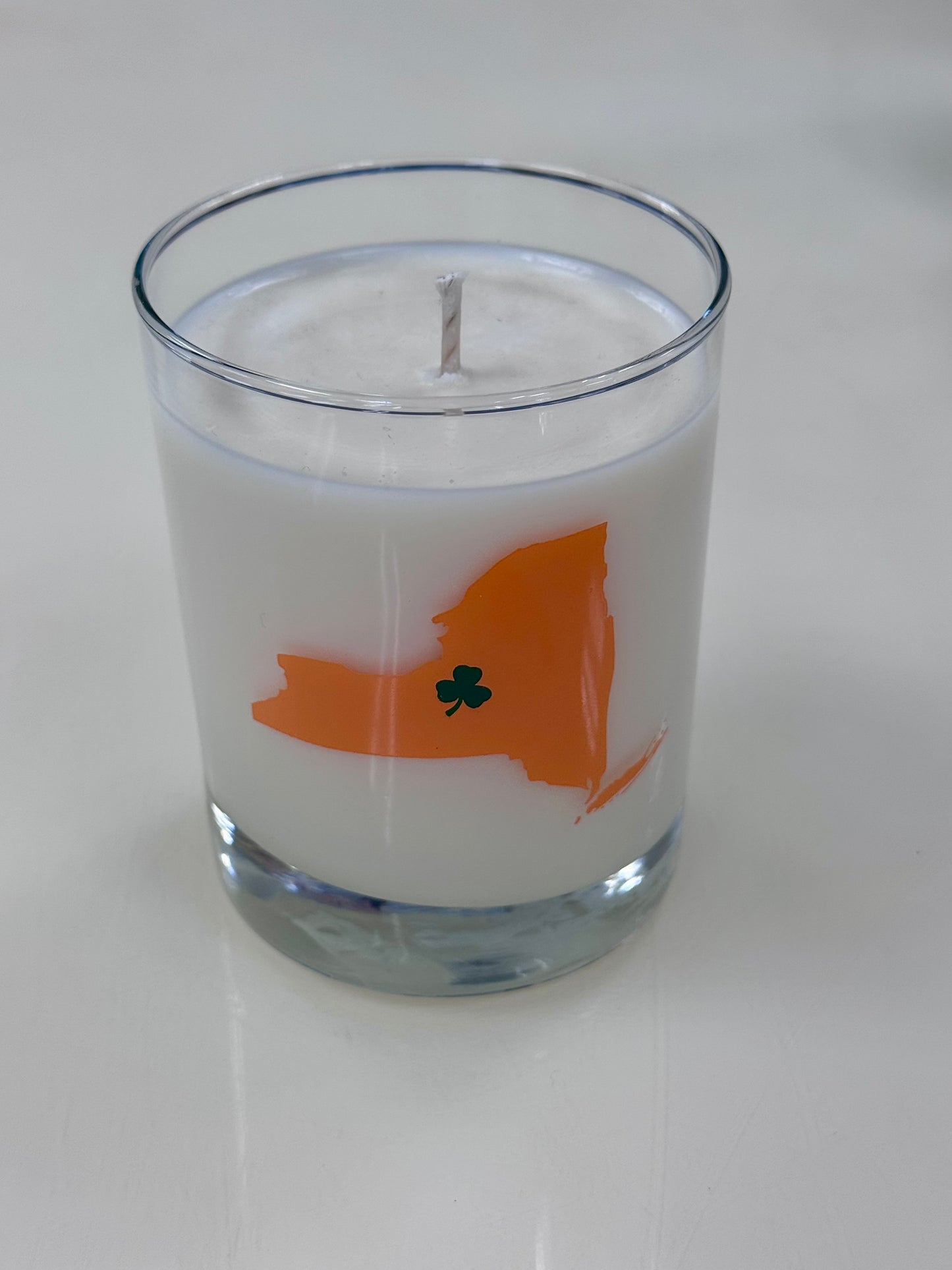 Orange NYS Shamrock Candle