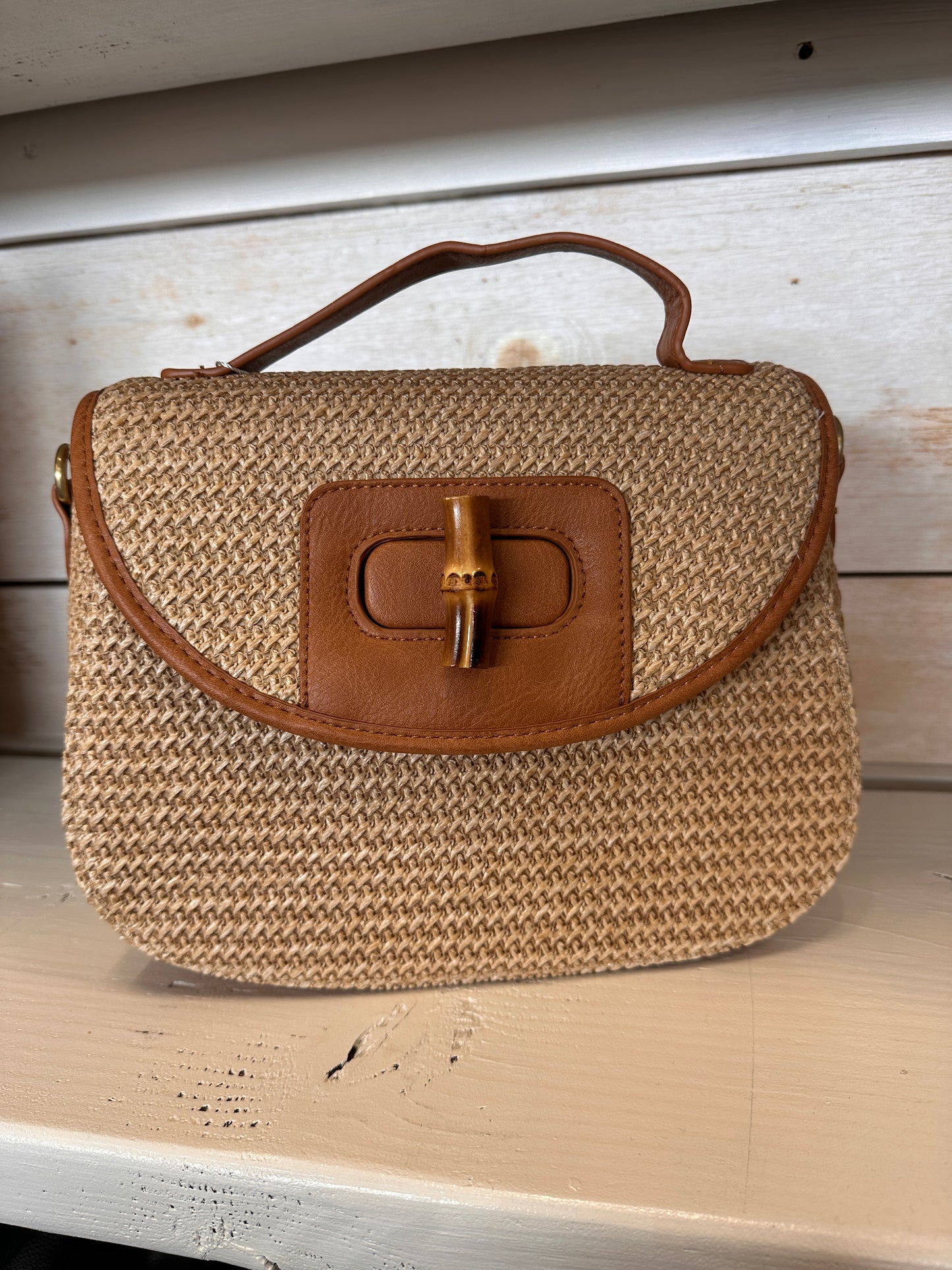 Hattie Bamboo Turn Lock Crossbody Bag