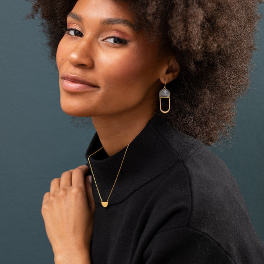Modern Stone Chandelier Earring
