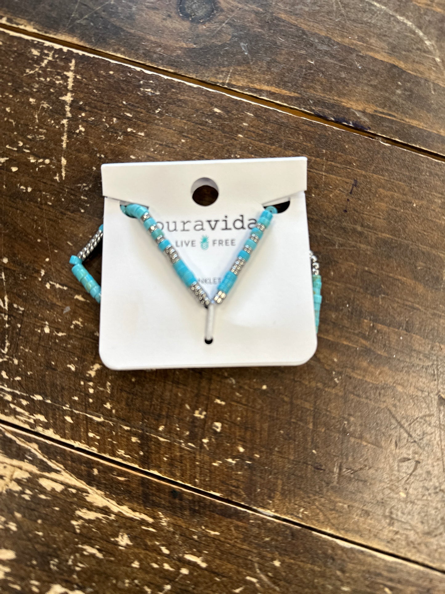 Turquoise Bead Stretch Anklet