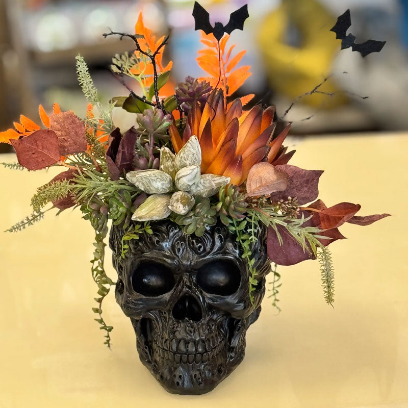 Black Skull Faux Succulent Making Class