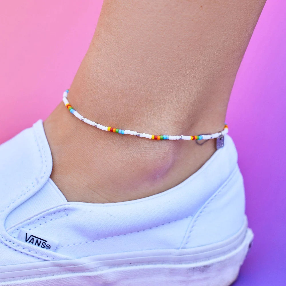 Rainbow Seed Bead Anklet