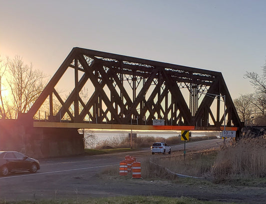 Onondaga Lake Parkway Bridge in Liverpool, NY, known locally as the Undefeated Bridge.