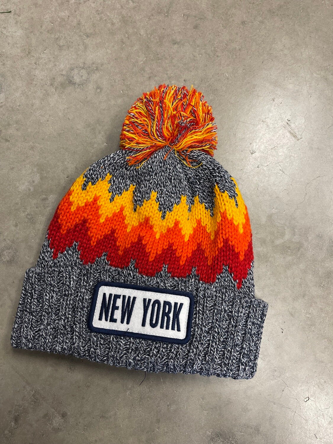 New York Zig Zag Beanie with Pom