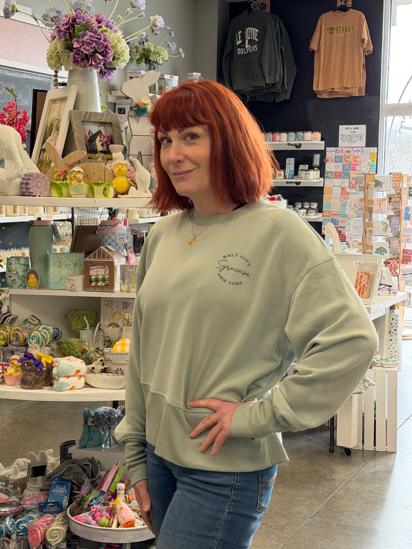 Womens Sage Super Soft Crew