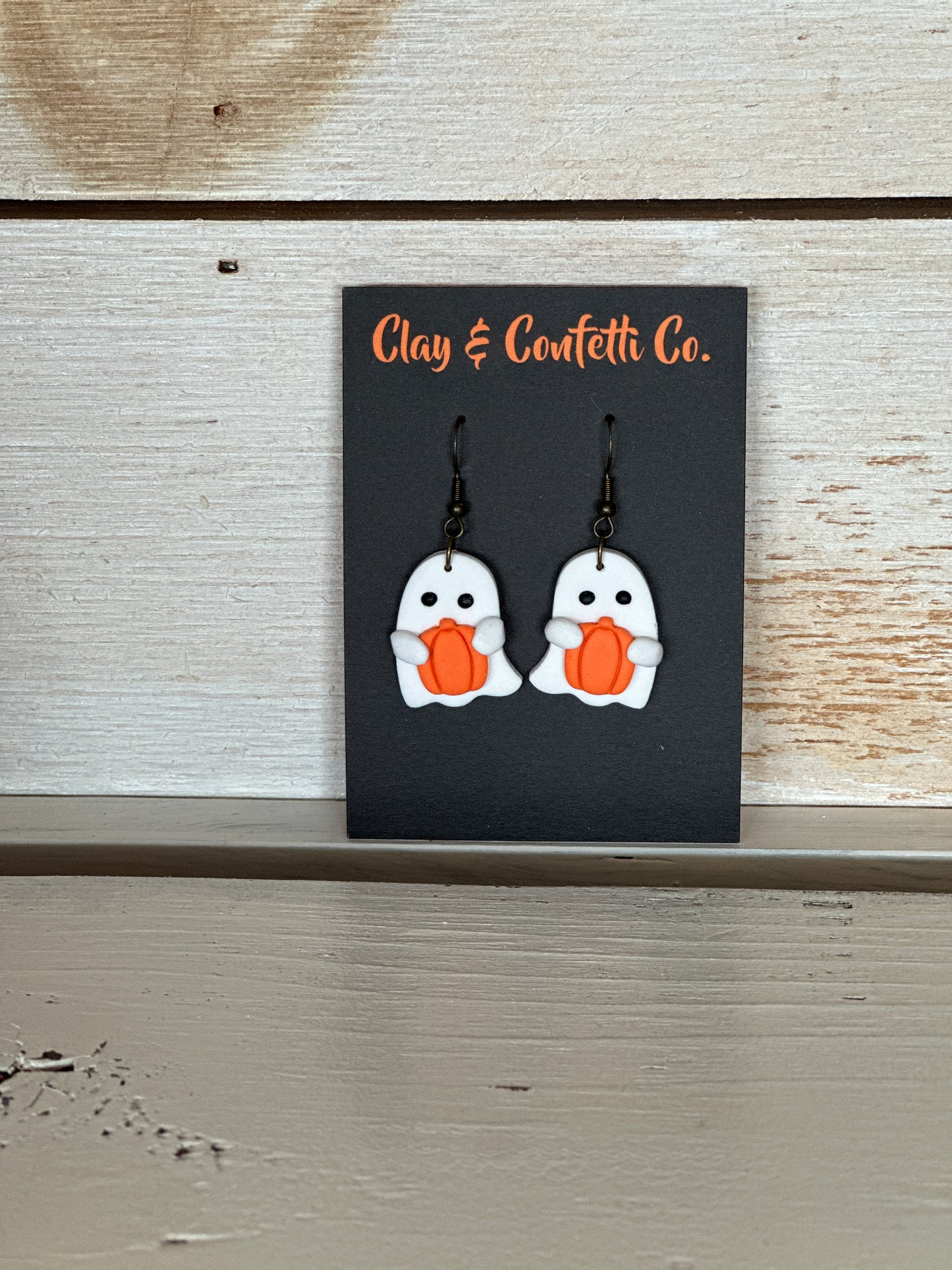 Ghost With Pumpkin Hug Dangles