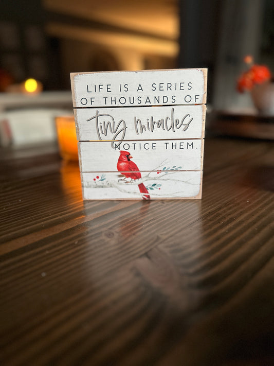 Tiny Miracles Wood Slat Sign