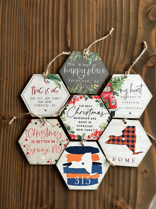 Custom Syracuse Style Christmas Ornaments