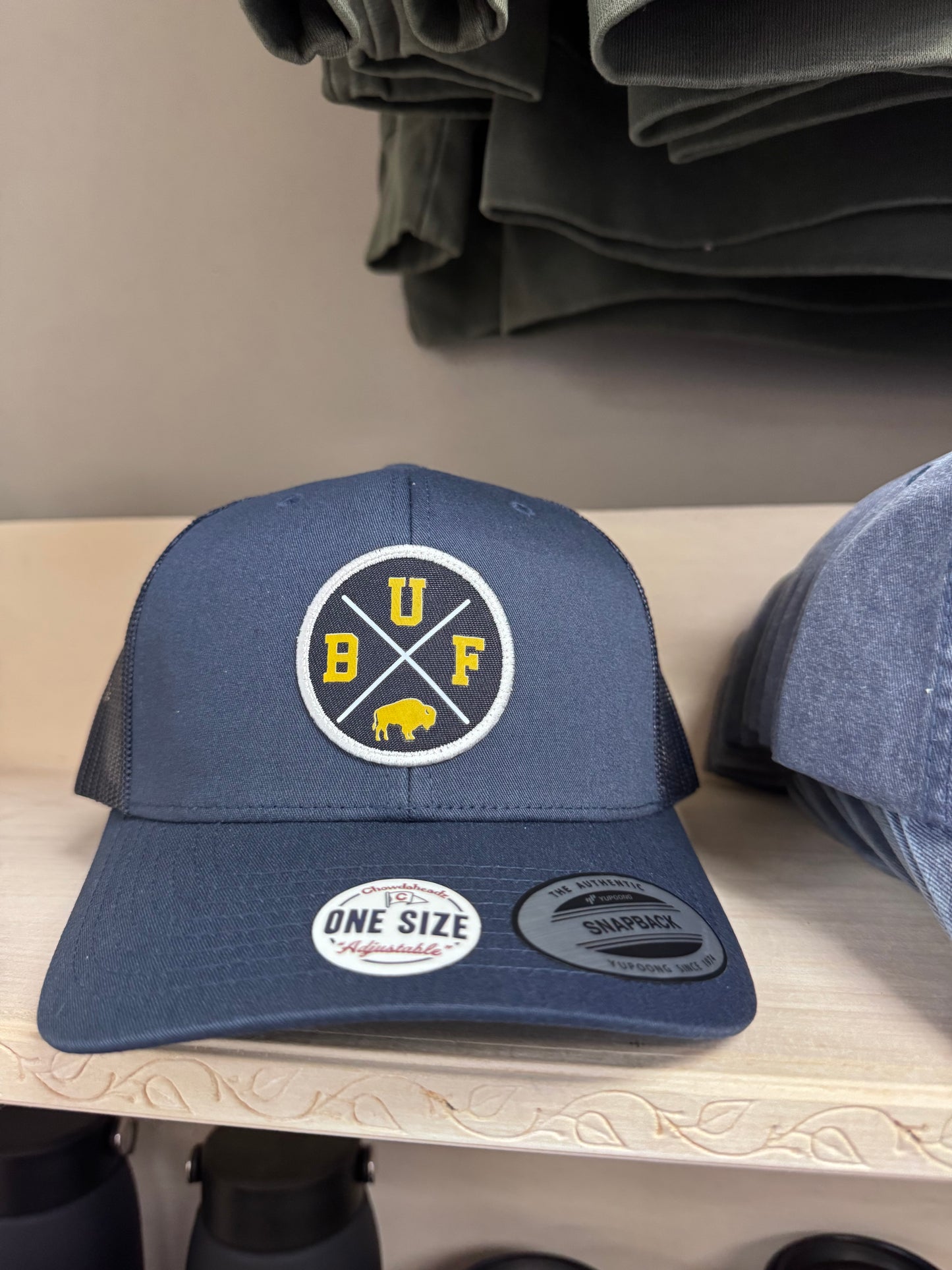 Buffalo Bison Crossroads Trucker Hat Navy