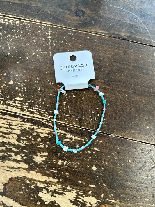 Mixed Gemstone Chip Anklet