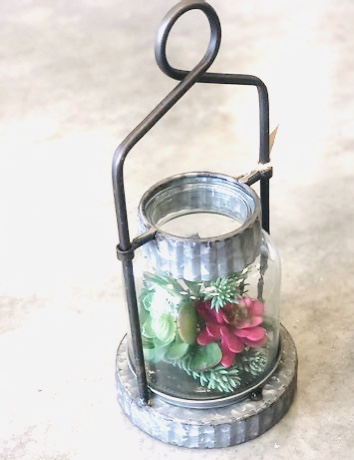 Industrial Lantern with Succulents
