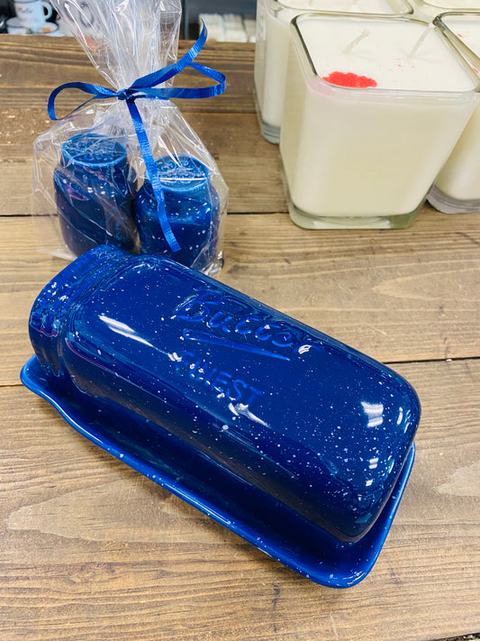 Blue with Speckles - Butter Dish