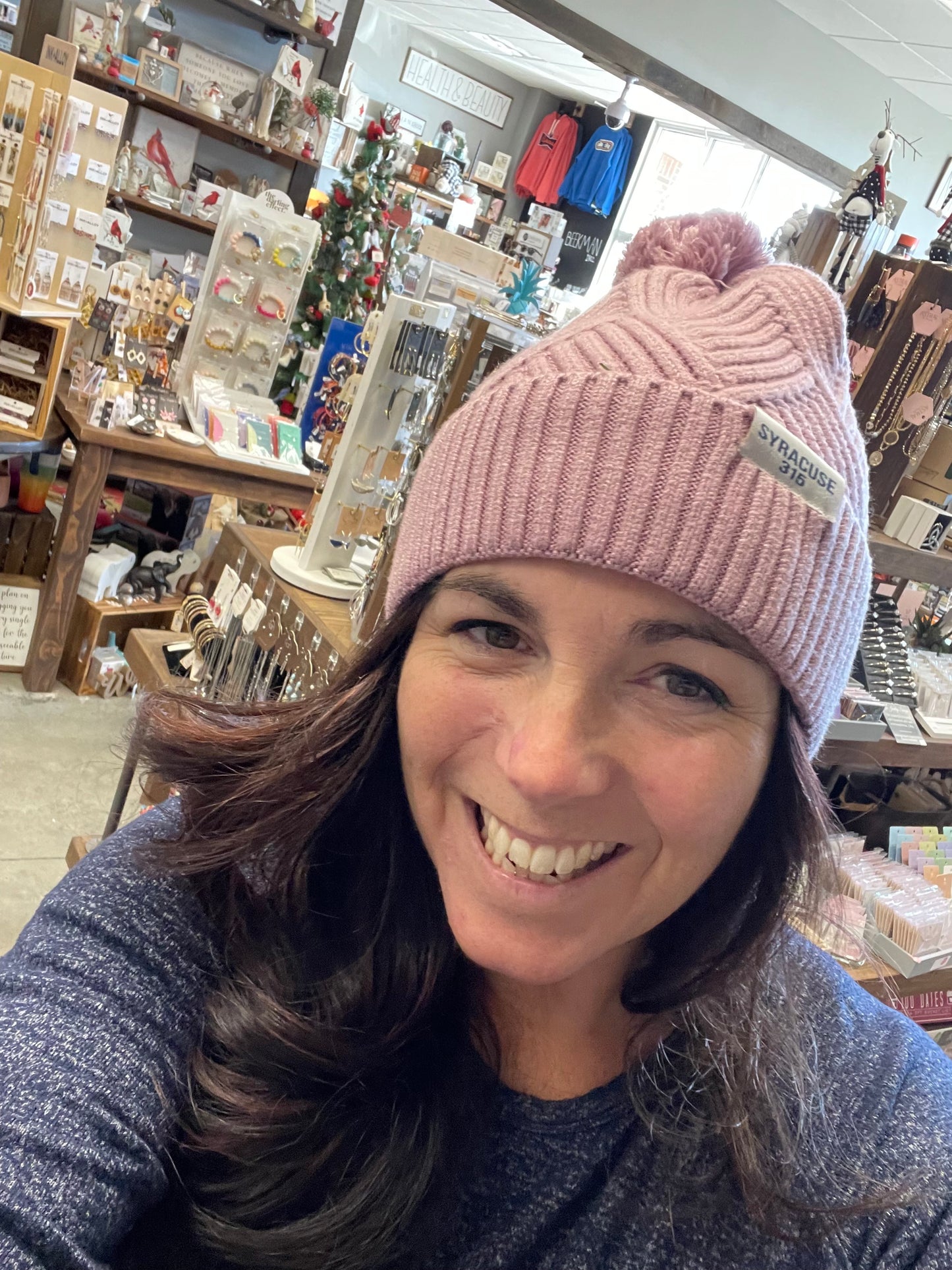 Dusty Rose Syracuse Pom Hat